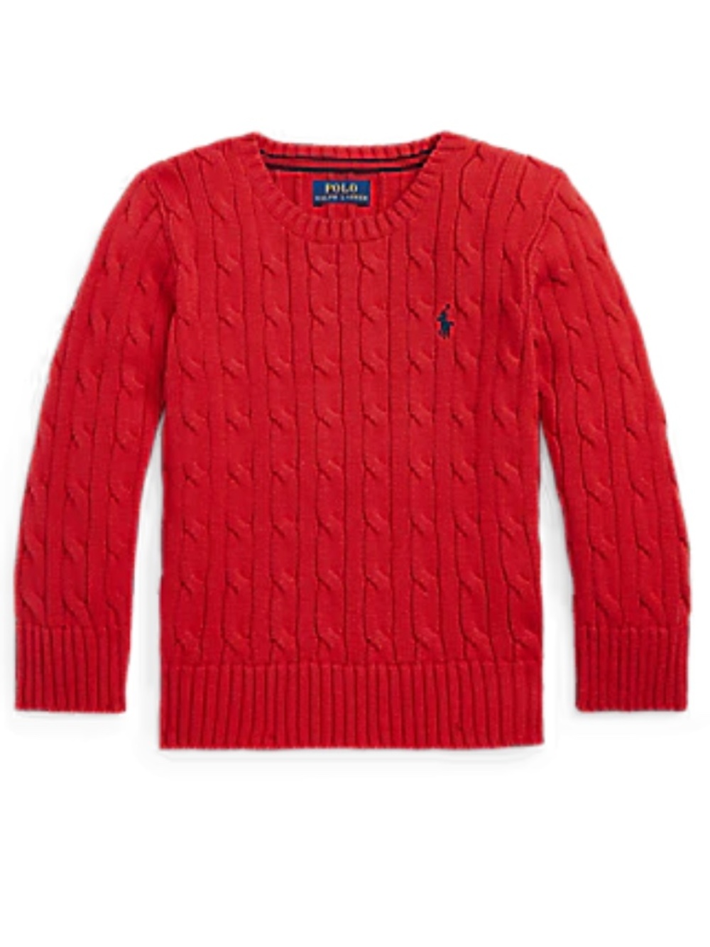 Polo Ralph Lauren Cable-Knit Red Cotton Sweater (Size: 3T)